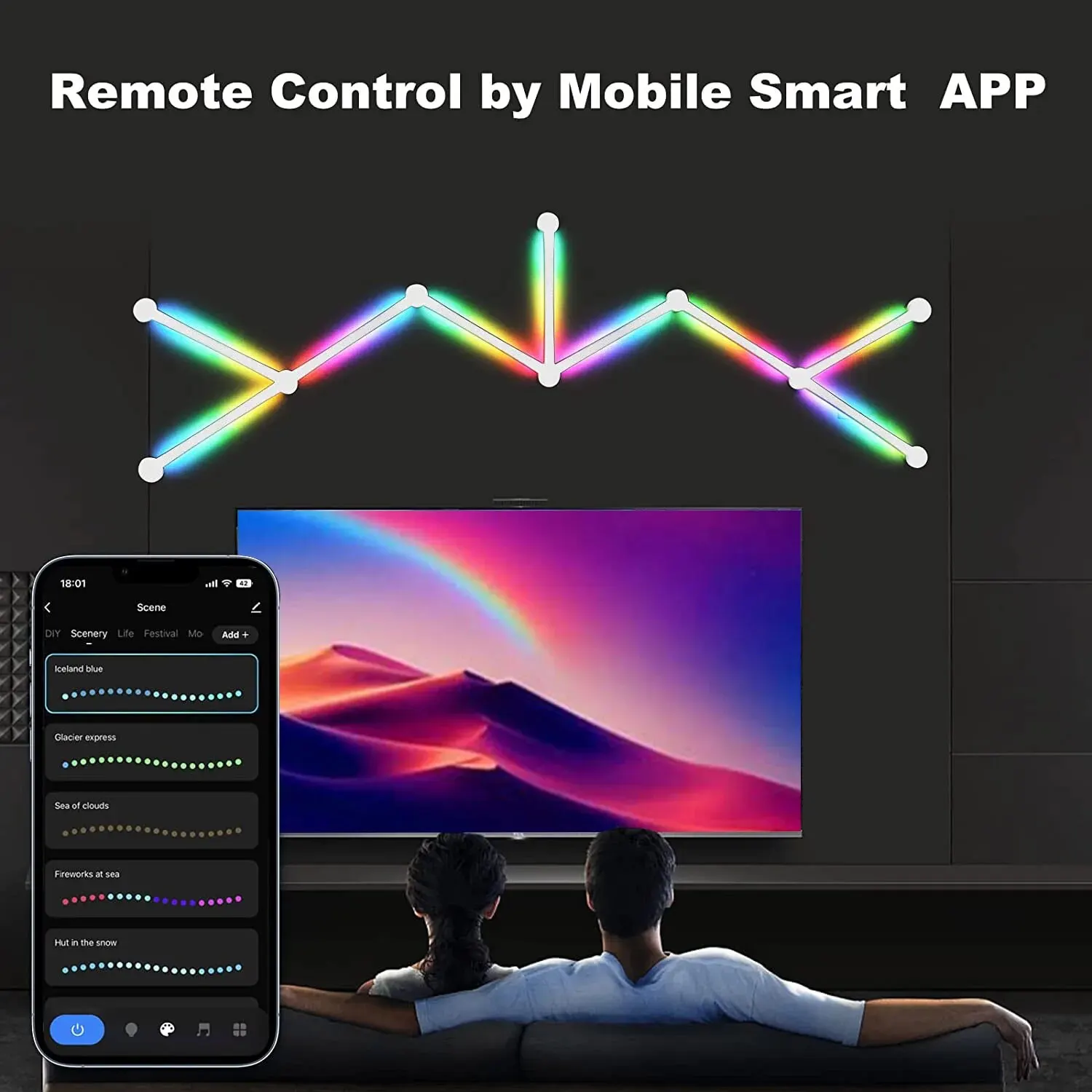 Lâmpada de Parede Inteligente LED WiFi, Barra De Luz RGB, Luz Noturna Atmosfera DIY, APP Música Ritmo, Luz de Fundo TV, Quarto, Decoração Do Quarto Do Jogo