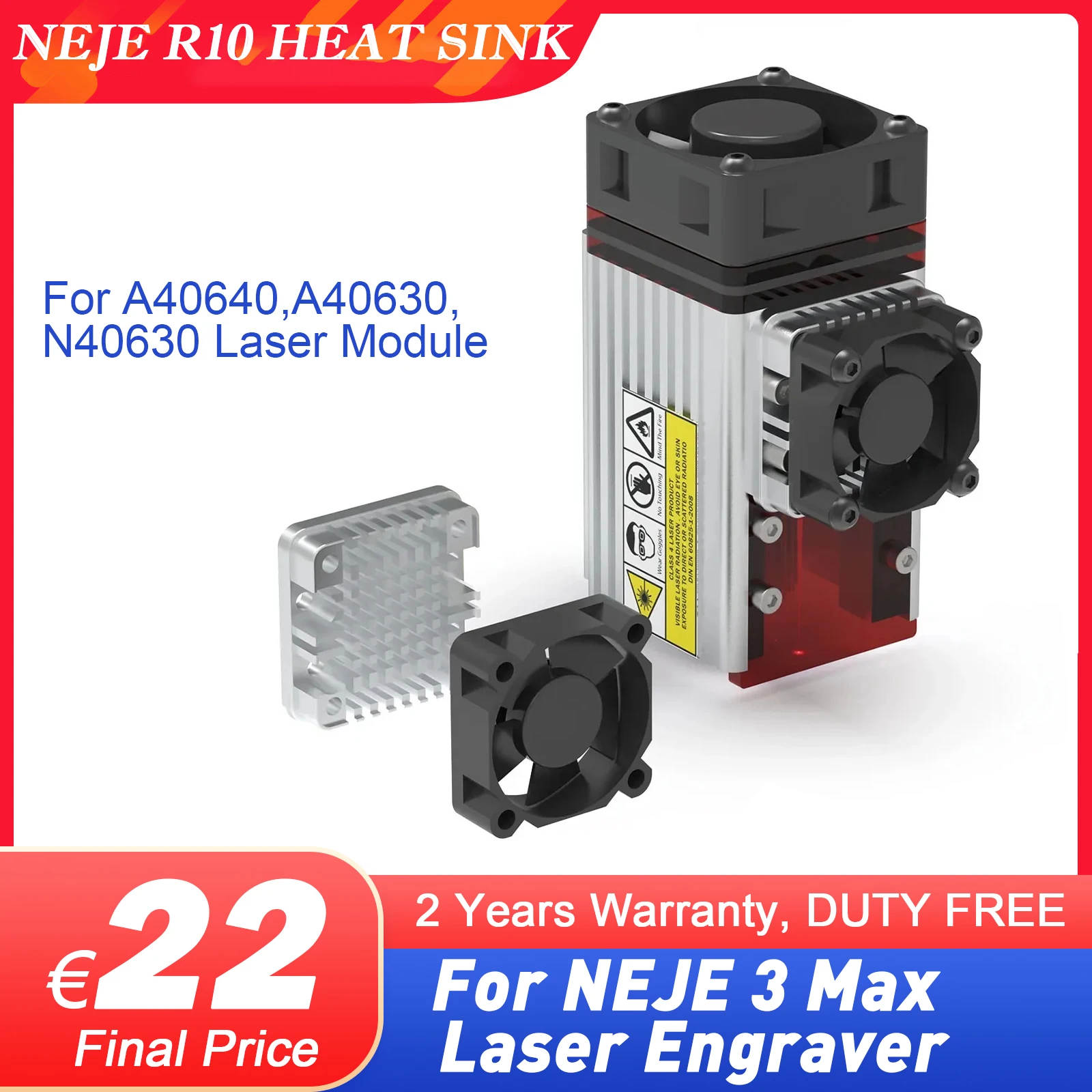 NEJE A40640 Laser Module R10 Heat Sink High-speed Fan Enhanced Retrofit Kit with Wireless CNC Engraving Cutting Machine Tool