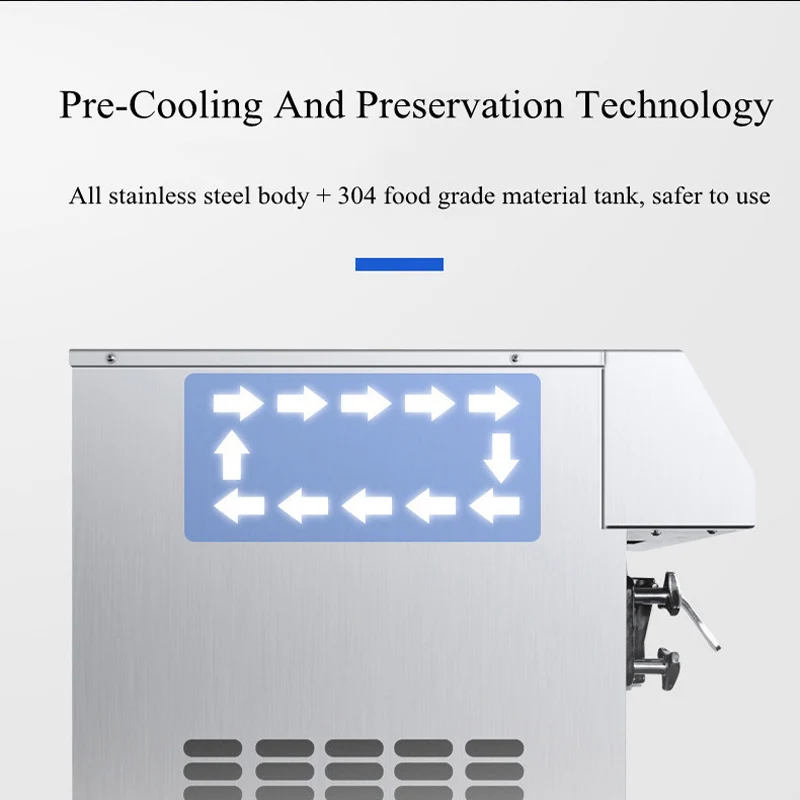 110V 220V เครื่องทําไอศกรีม Commercial Soft Serve Ice Cream Machine สําหรับขาย