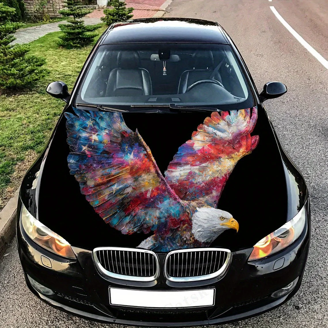 

Patriotic American Cosmic Eagle Car Hood Sticker PVC Self Waterproof stick , Striking Auto Exterior Accessories Decoration Prot