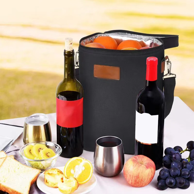 Lunch Bag Red Wine Insulation Bag 4 Bottles Wine Cold Ice Cooler Pouches Outdoor Red Wine Carrier Handbag Champagne Picnic Bag