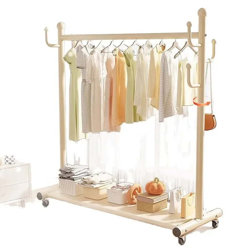 Adjustable Floor to Ceiling Clothes Drying Rack Indoor Balcony Hanging Rod Portable Coat Stand for Bedroom Dormitory Home Use