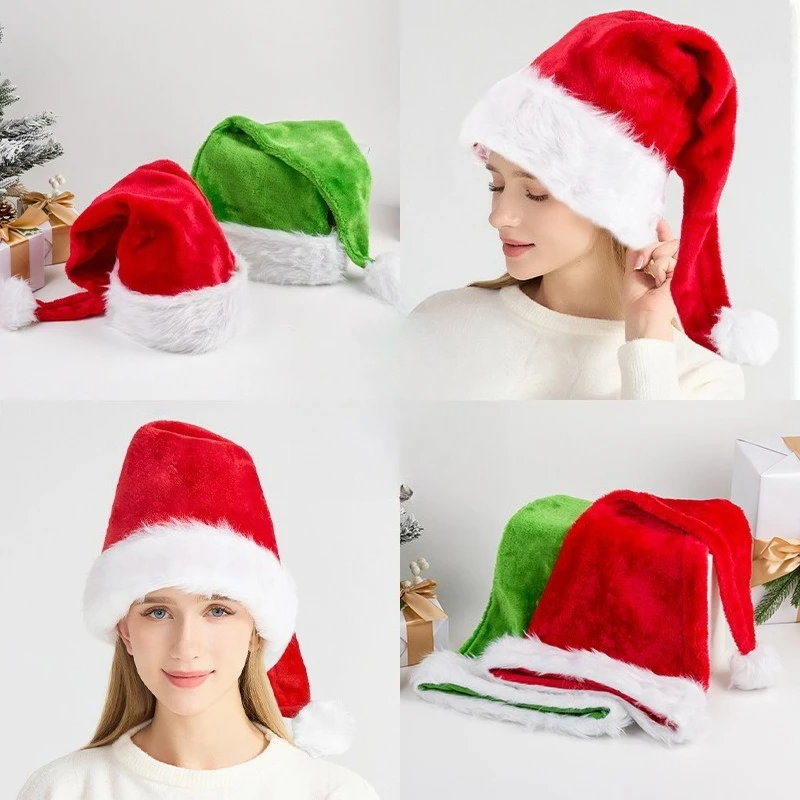 قبعة عيد الميلاد المطولة من القطيفة متعددة الألوان الراقية للكبار قبعة عيد الميلاد زينة عيد الميلاد قبعة تزيين حفلات عيد الميلاد #3