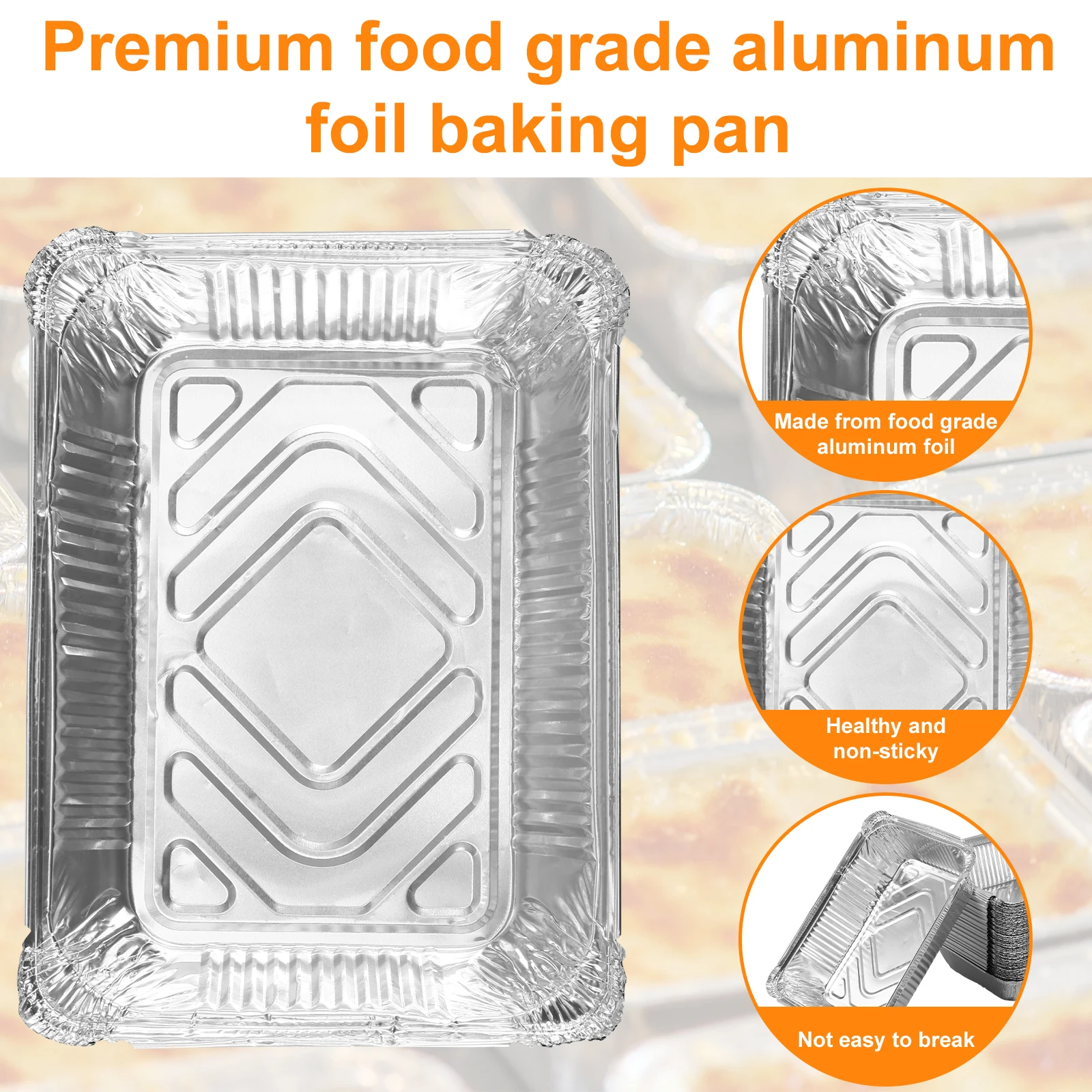 50 Stuks Aluminiumfolie Trays 1100 Ml Non-stick Aluminiumfolie Bakpannen Herbruikbare Food Grade Aluminiumfolie Containers folie Trays