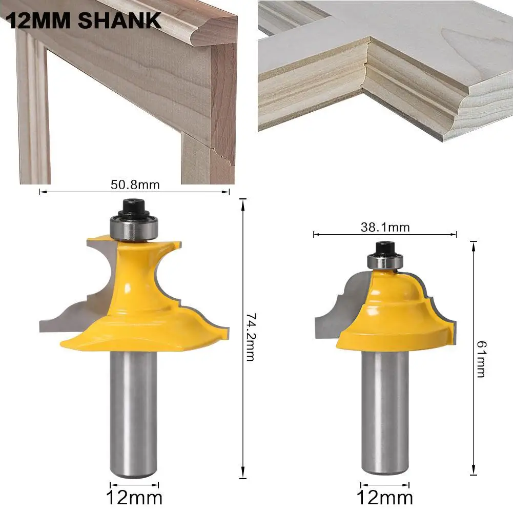 

2PCS 12MM Shank Milling Cutter Wood Carving Wainscoting Roman Ogee & Pedestal Router Bit C3 Carbide Tipped Wood