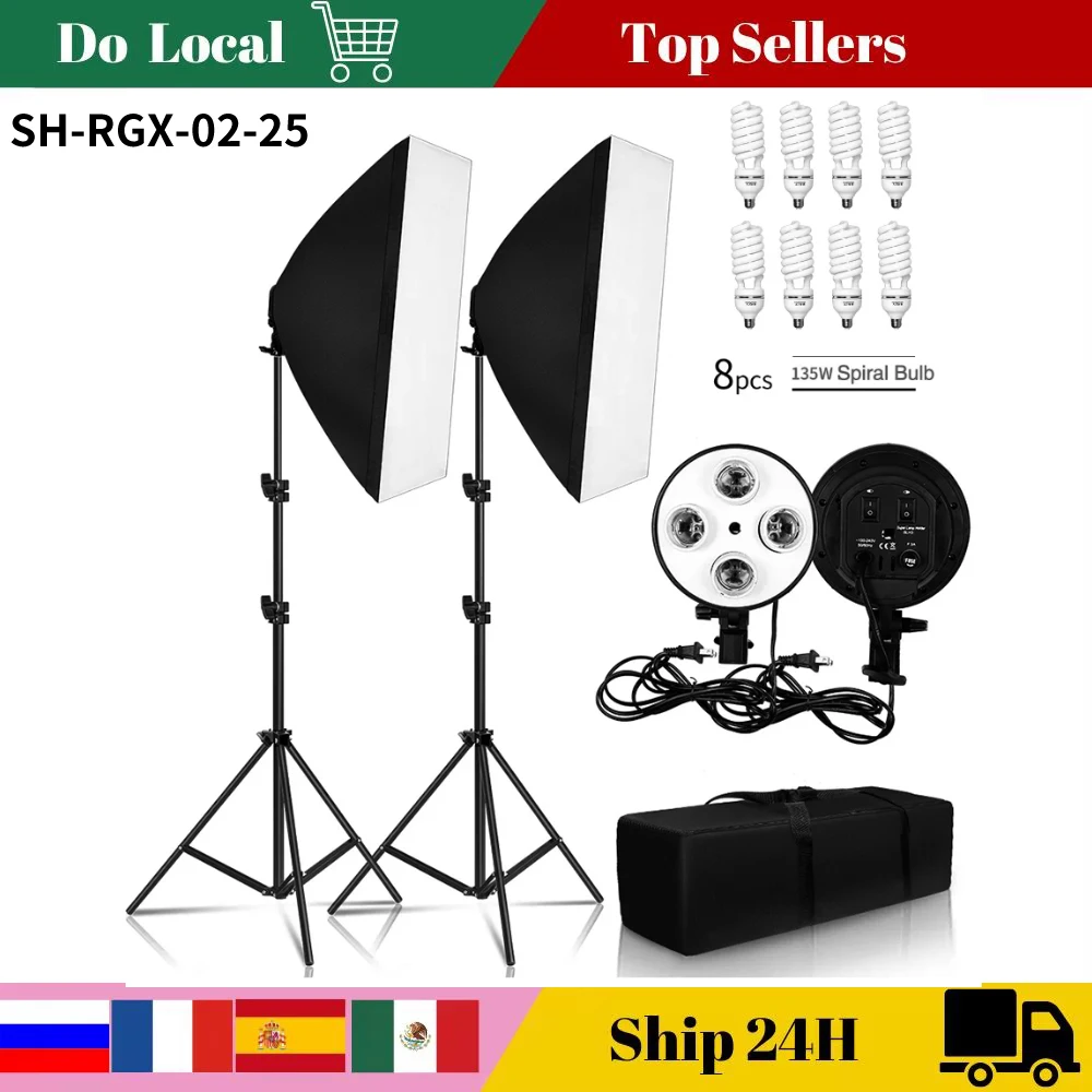 Photographic Lighting Softbox Lamp Holder E27 Base Four Light Bulbs Use For Kit  4 in 1 For Photo Photography Studio