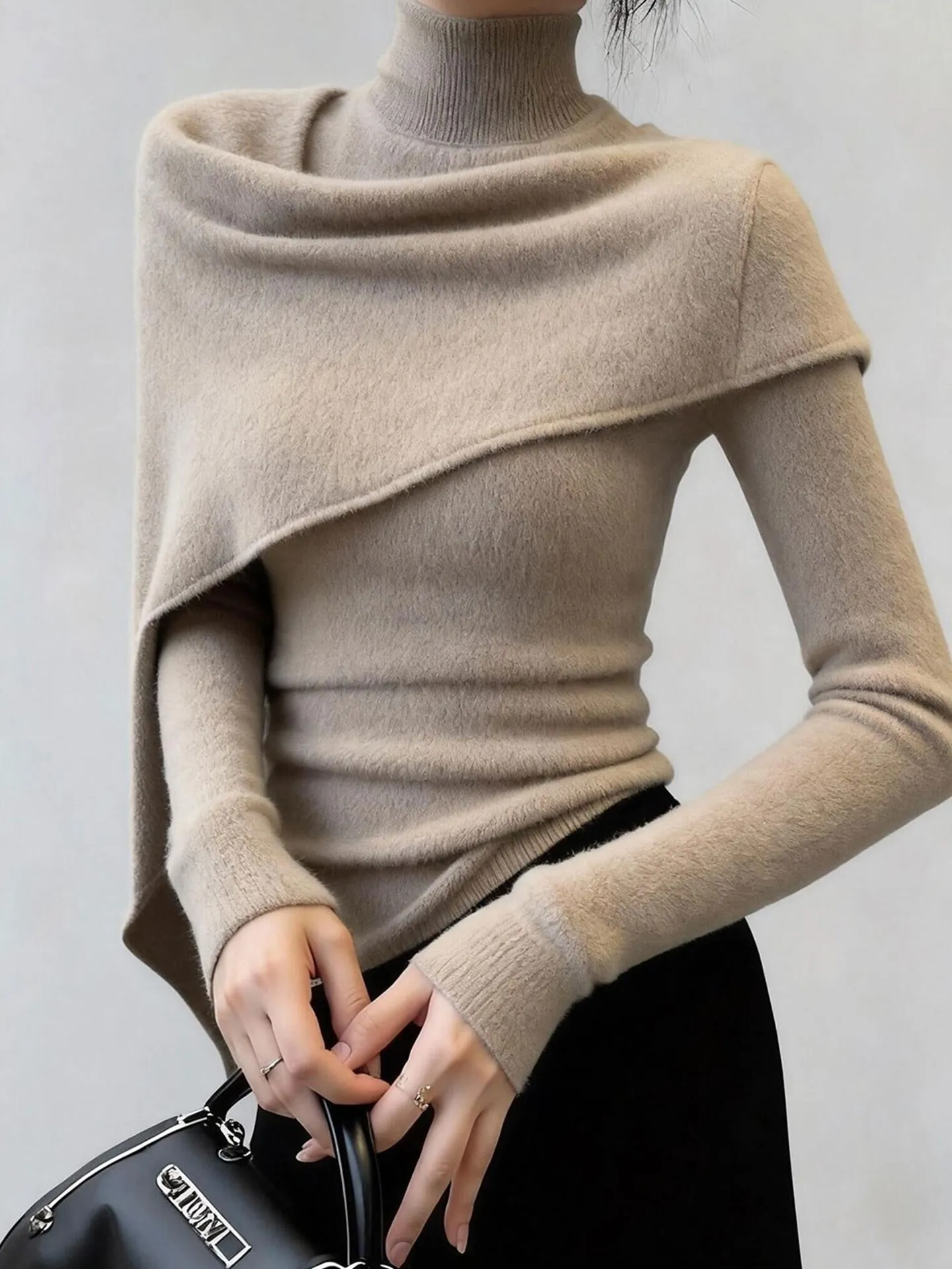 

Стильный вязаный кардиган-пальто цвета кэмел с длинным рукавом, приталенный, модный, для повседневной носки, женский, зимний, новинка, прямой крой, из полиэфирного волокна