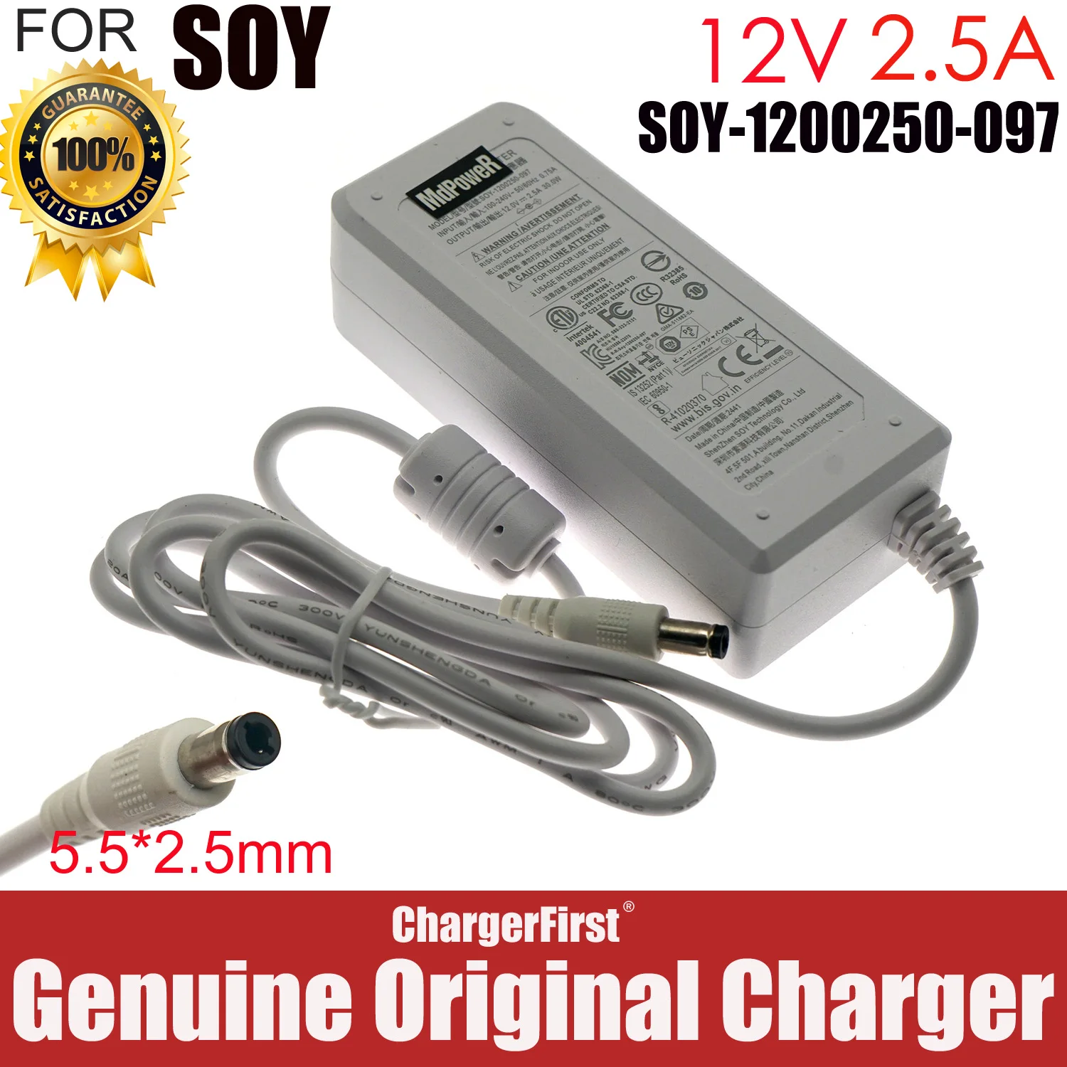 Genuine For AOC P2491 LCD Monitor Power Supply 12V 2.5A 30W 5.5x2.5mm AC Adapter Charger SOY SUN-1200250 ADPC1236