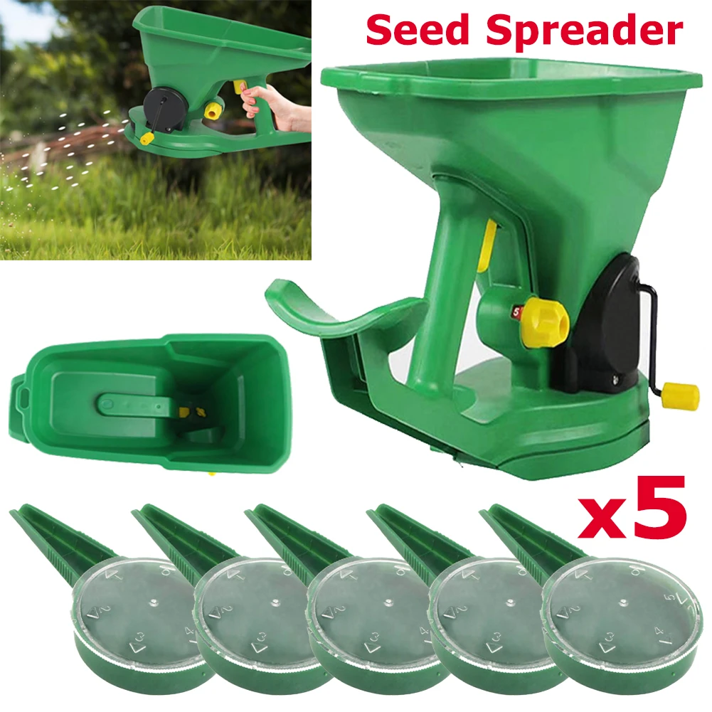 1.5L Hand Held Seed Spreader Planter Tool 5 Gears Adjustable Gears Garden Tool Fertilizers Spreader for Garden Lawn