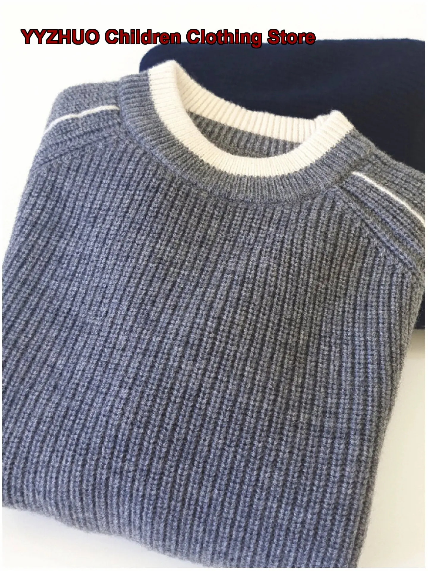 Kids Pure Knit Top Teenagers Big Boys Babies Pullover Sweater Round Neck