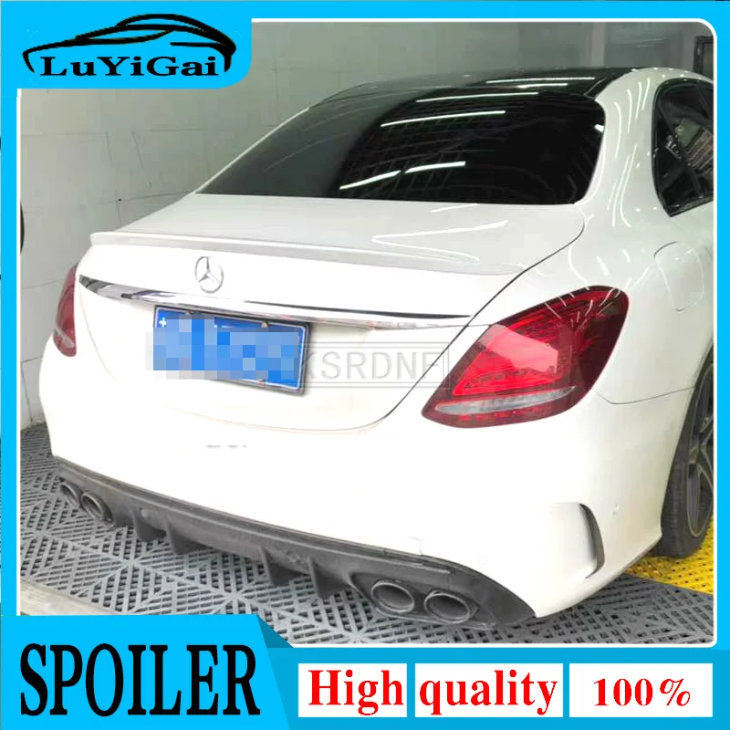 For Mercedes Benz W205 C-class 2014 2015 2016 2017 2018 2019 Rear Spoiler ABS Material Primer Color Car Tail Wing Decoration