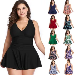 Plus Size dwuczęściowe stroje kąpielowe damskie z kwiatowym nadrukiem letnie duże kostiumy kąpielowe Tankini stroje plażowe seksowne Bikini strój kąpielowy