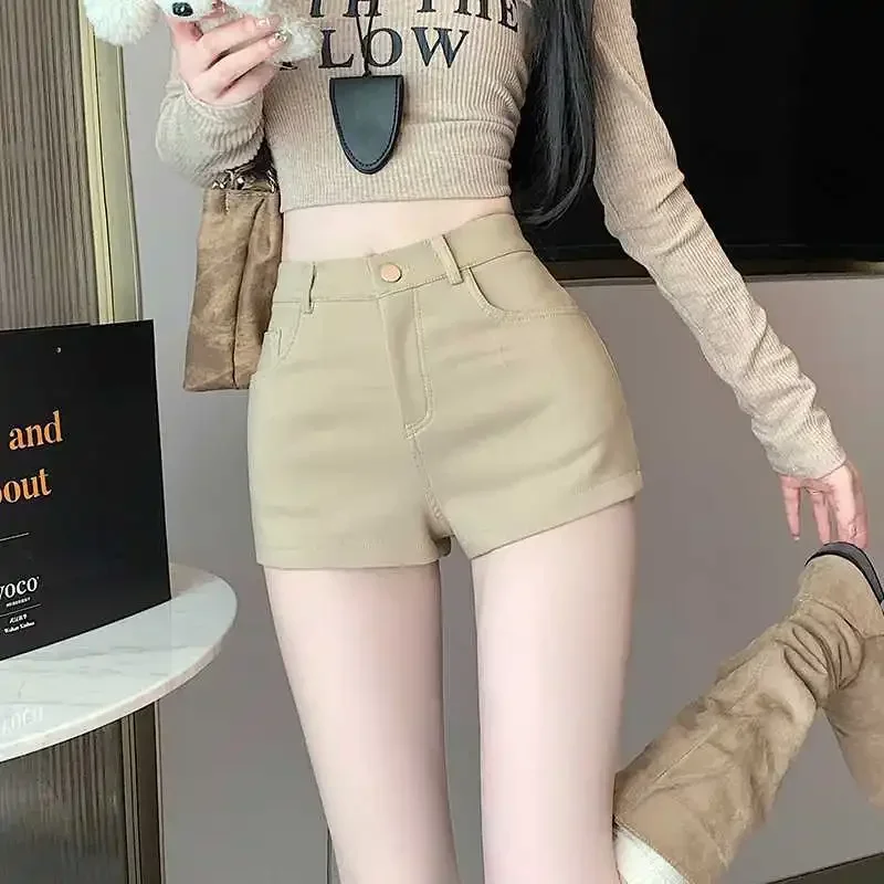 Pop Pop High Waist Black Short Pants Women's Tight Butt Covering Spicy Bottoms Spring New Style Hot Pants Outdoor Wear