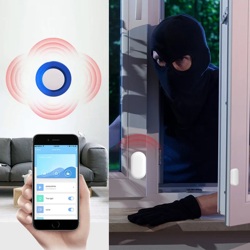 Eleopard Tuya home security WiFi alarm siren for Smart Life app WiFi intruder burglar system