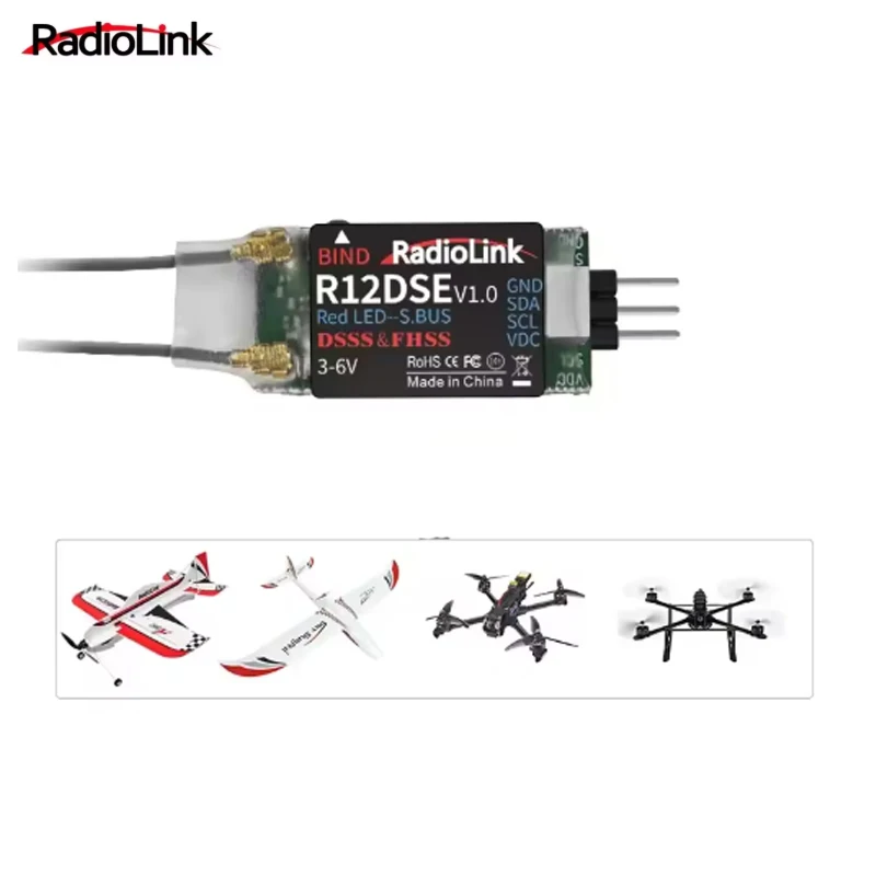 

Radiolink R12DSE 2,4G 12-канальный мини-радиоуправляемый приемник SBUS Signal RX для FPV Racing Drone Quad Airplane Helicopeter