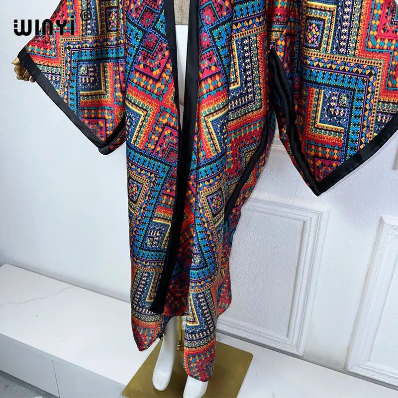 WINYI Africa fashion summer kimono maxi dress beach cover up Cardigan boho maxi coat abaya print kaftan beach wear donna 2024