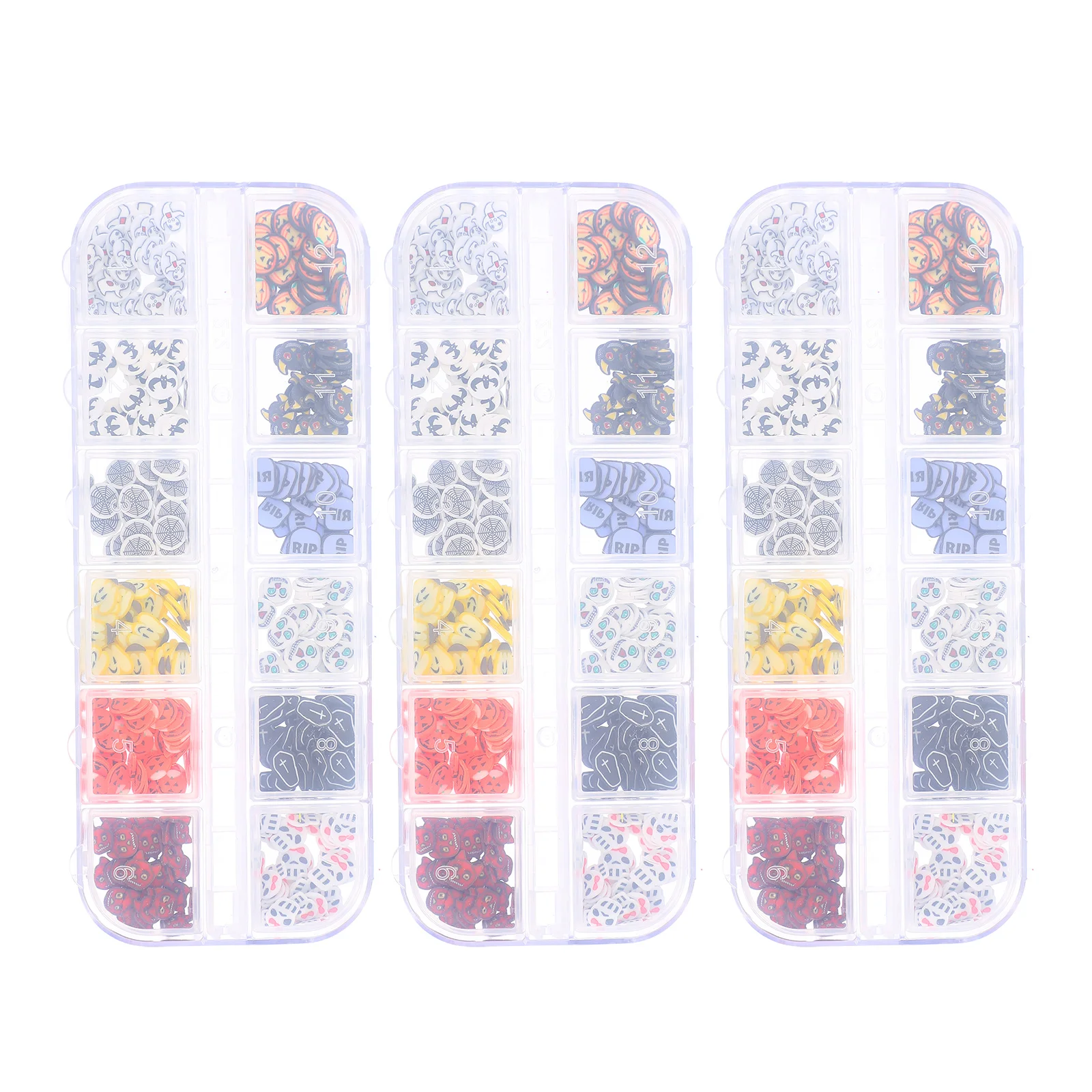 

3PCS Halloween Nail Art Slices 12G Soft Pottery Glitter Stickers Manicure Accessories Lightweight Festive for Party