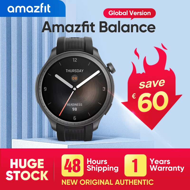 Amazfit Balance 46mm Smartwatch  5ATM 1.5'' Screen 14 Days Battery Life 150+ Sports Modes For Android iOS Phone