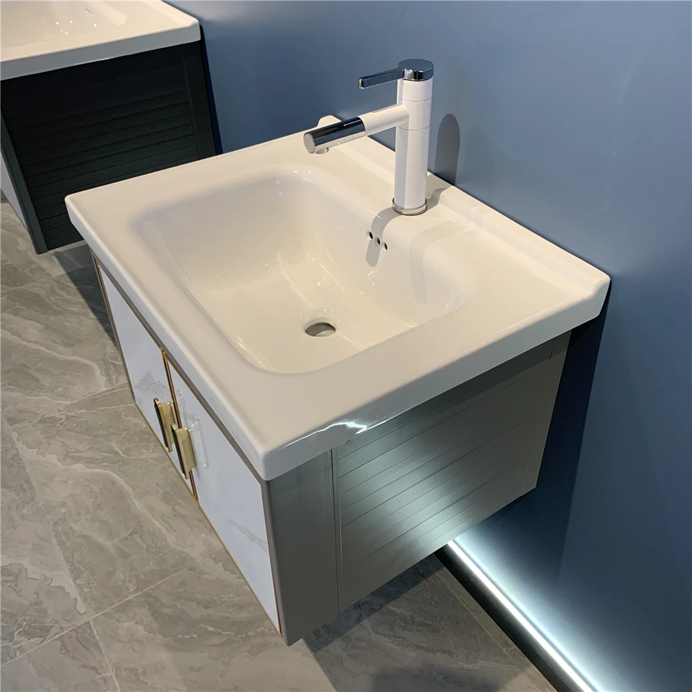 ตู้ห้องน้ำสไตล์โมเดิร์นสีเทา ต - Home Living Bathroom Vanity บทวิจารณ์และราคา