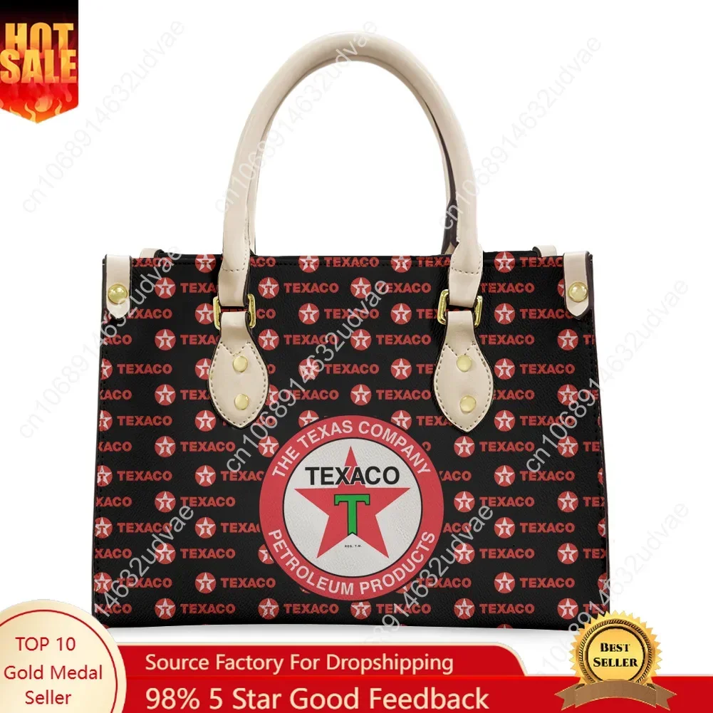 Texaco Tote Bag Purse Womens Mens High Quality Personalized Text Image PU Leather Handbag Commuter Shopping Gift Bags