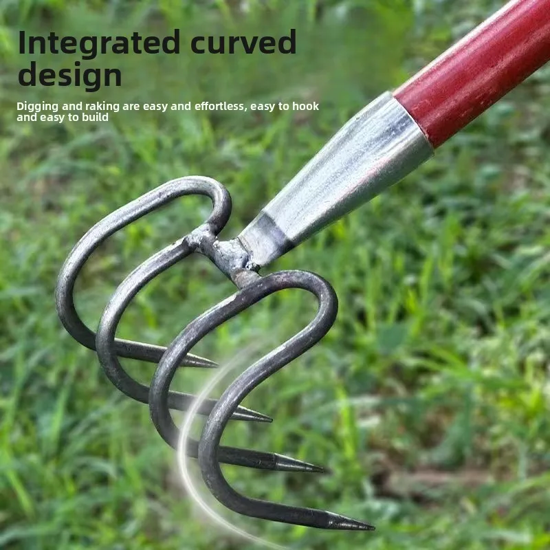 Reinforced All Steel Curved Rake Heavy Duty Digging Soil Gravel Construction Railway Beach Outdoor Farming