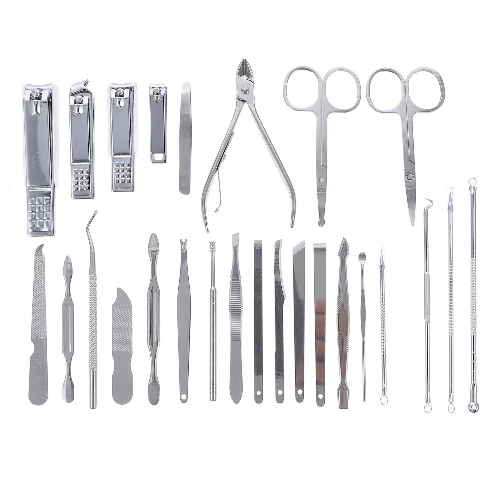 

26pcs Kit Set Manicure Tools Grooming Kit Travel Cleaning Prep Stainless Manicure Grooming Set Steel Pedicure Clippers