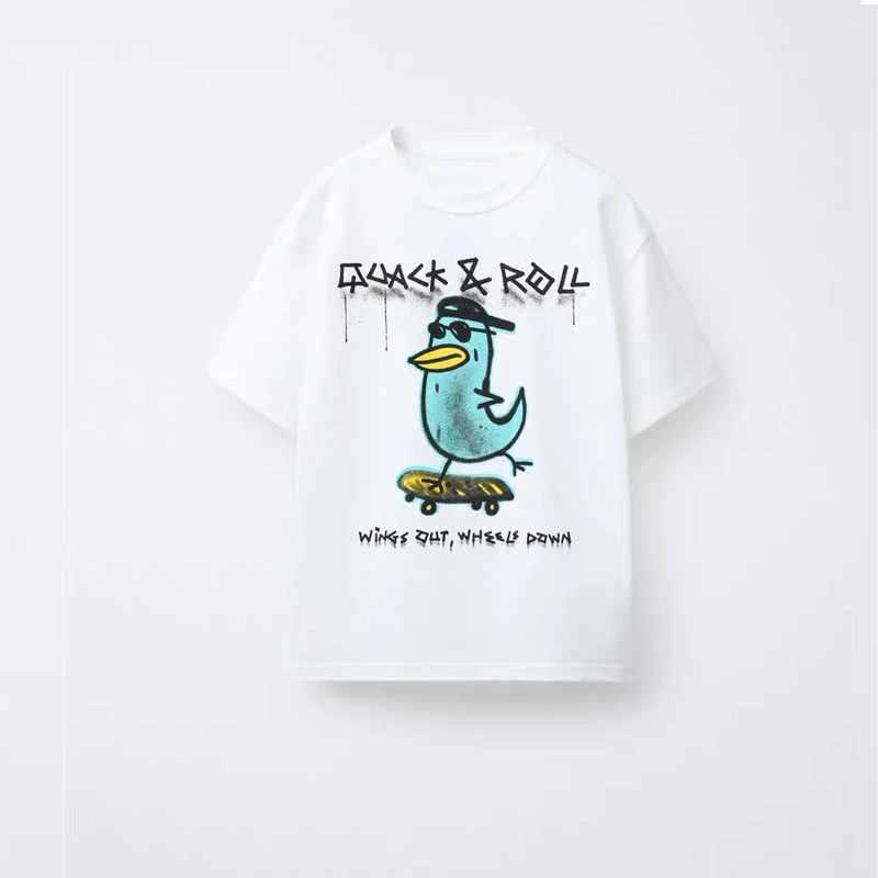 Weiße T-Shirts für Jungen, lässig, Sport-T-Shirt, 0–7 Jahre, niedlich, bedruckt, Rundhals-Bottom-Shirt, neuer Stil, Sommer, lockere, dünne, einfache Tops