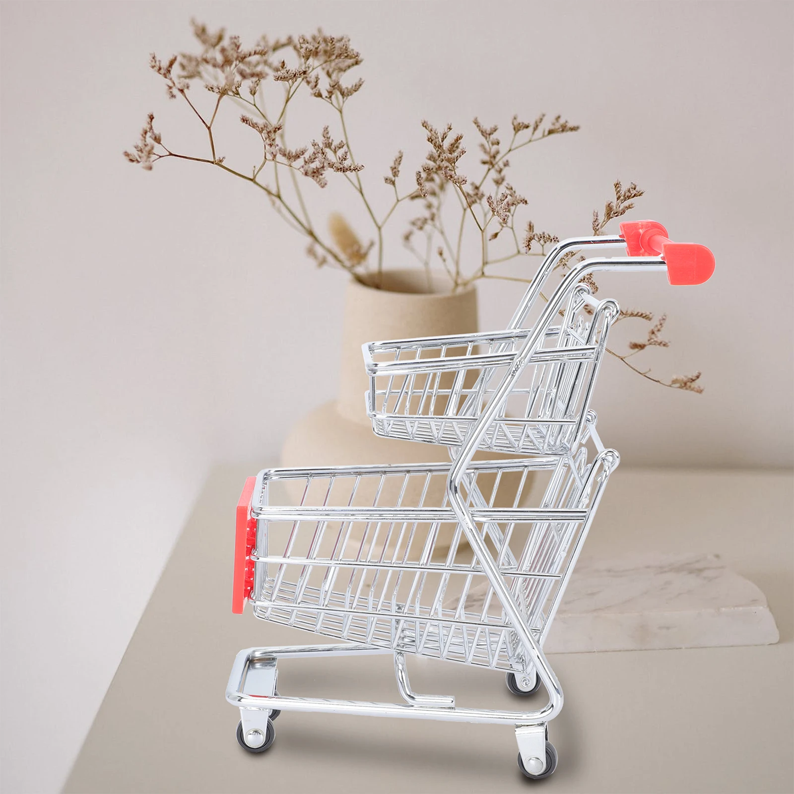 

Wicker Mini Trolley Storage Basket Decorations Rubbish Truck Kitchen Child Small