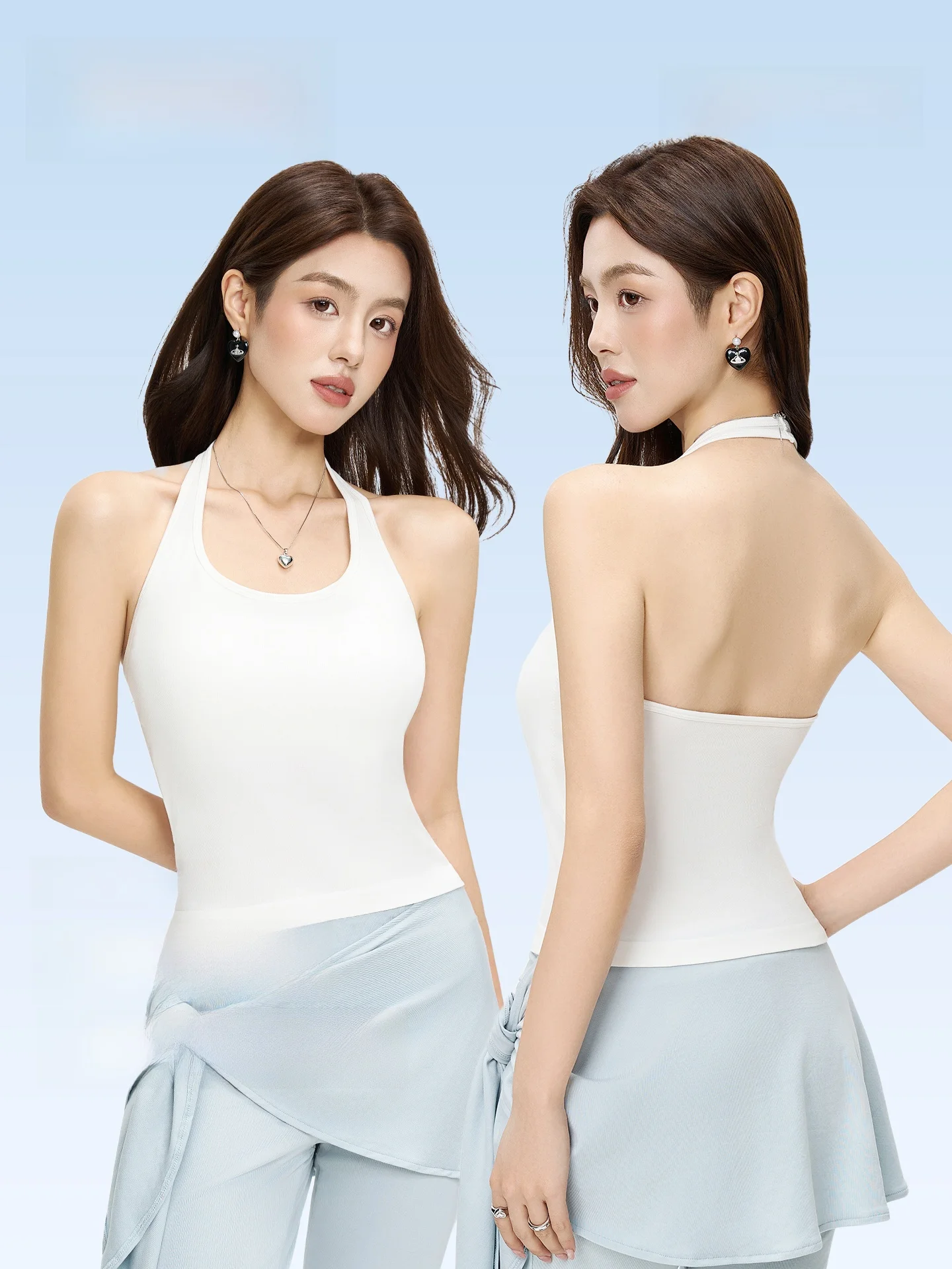 Urban Beauty Women's Strap Vest Integrated Pad Seamless Neck Hanging Anti-Light Inner Wear Outer Wear Beautiful Back Bralette