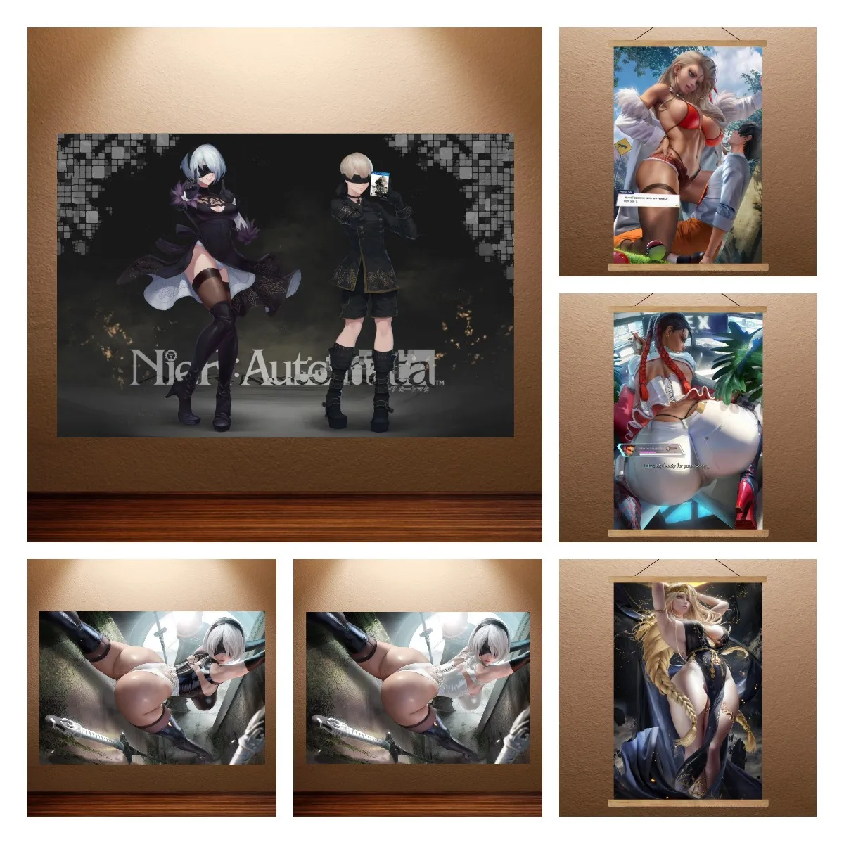 NieR Automata Poster Video Game Poster Canvas Wall Art Painting Bedroom Wall Decor Hanging Painting Scroll Painting Home Decor