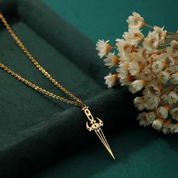 Kinitial Stainless Steel Retro Harajuku Long Knife Sword Pendant Necklace Men's Cool Jewelry Gift