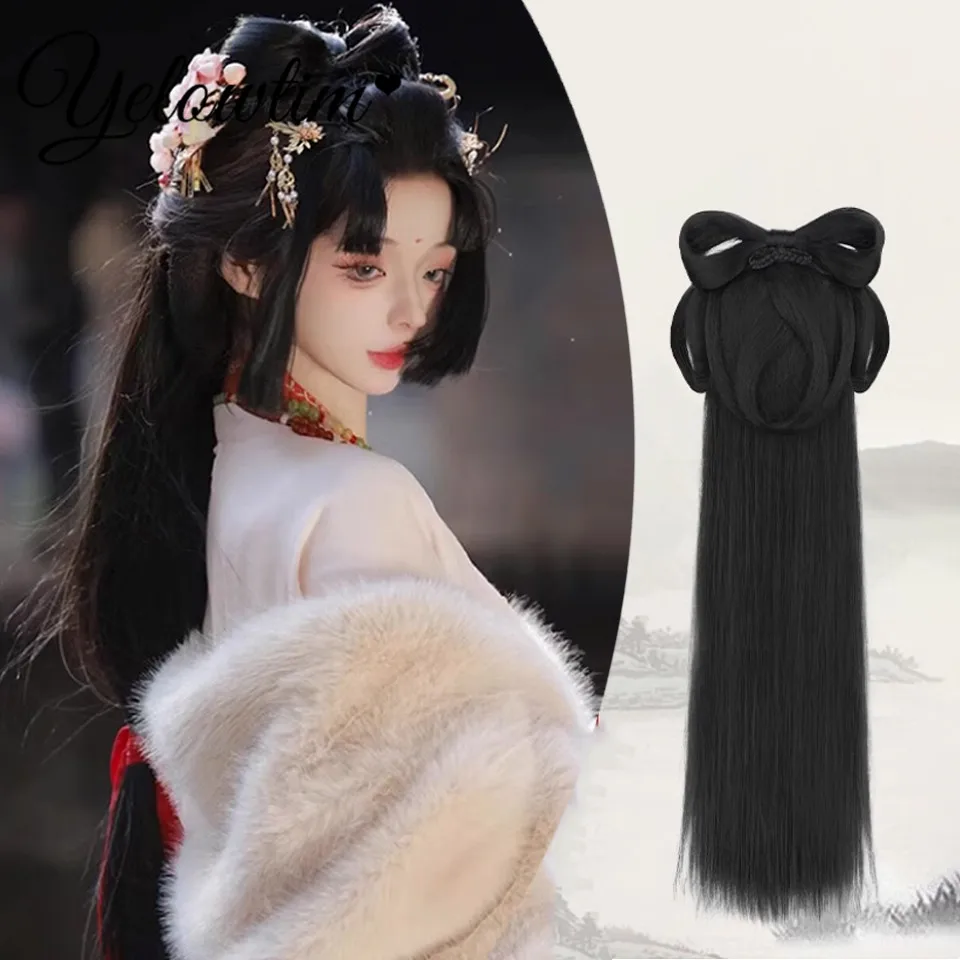 Synthetic Hanfu Wig Headwear Female One-piece Small Taiping Bun Tang Style Ancient Costume Daily Performance Styling Hair Cushio