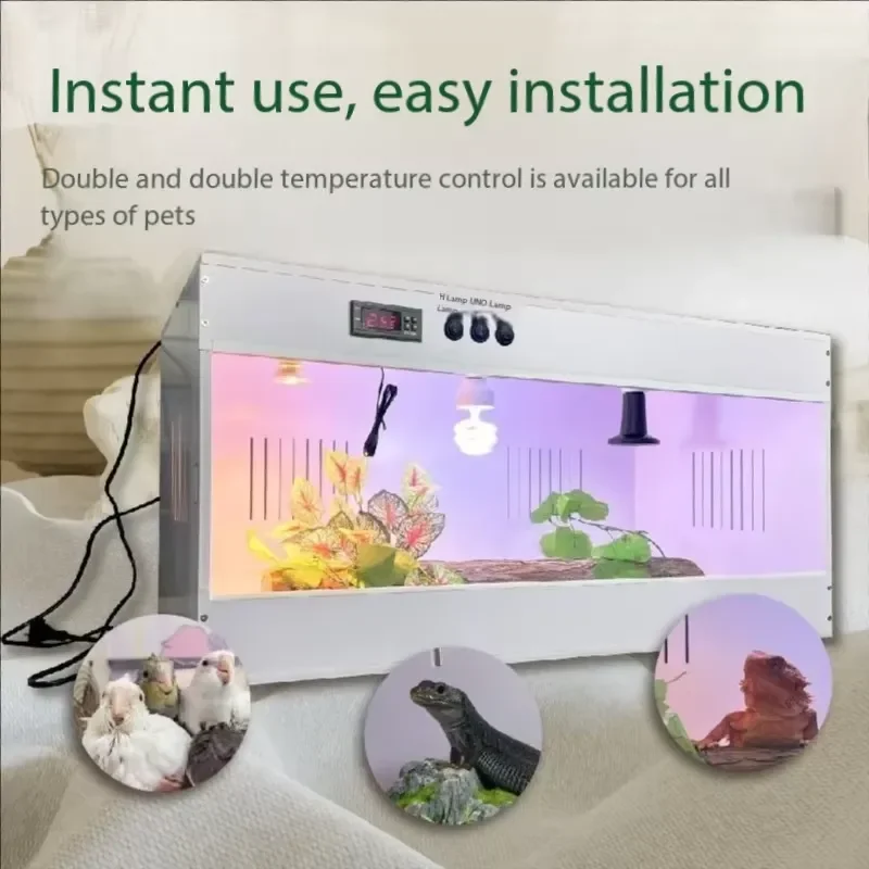 PVC Thermostatic Rearing Box for Turtles Geckos Hedgehogs Pet Snakes Canaries Dragon Lizards Temperature Control Habitat