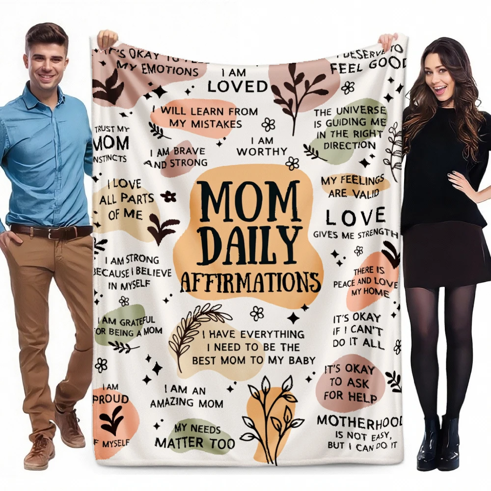 Mothers Day Gift Blanket for Mom Daily Affirmations Throw Blanket Inspirational Self Love Gift for Mother from Daughter Son