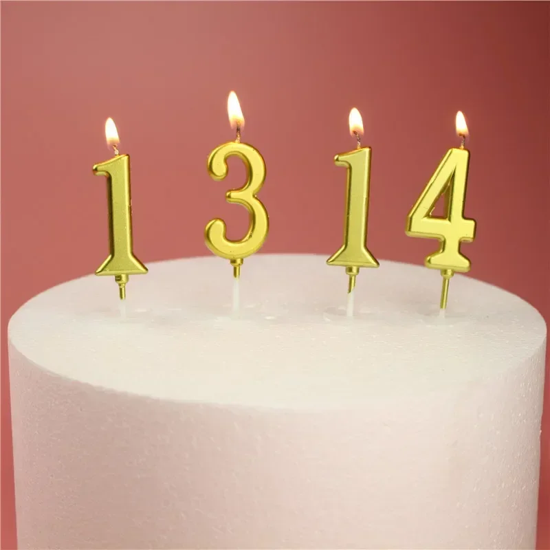 誕生日ケーキ用の金のデジタルキャンドル,数字,0, 1, 2, 3, 4, 5, 6, 7, 8, 9,女の子,男の子,赤ちゃん,パーティーの装飾用品直送