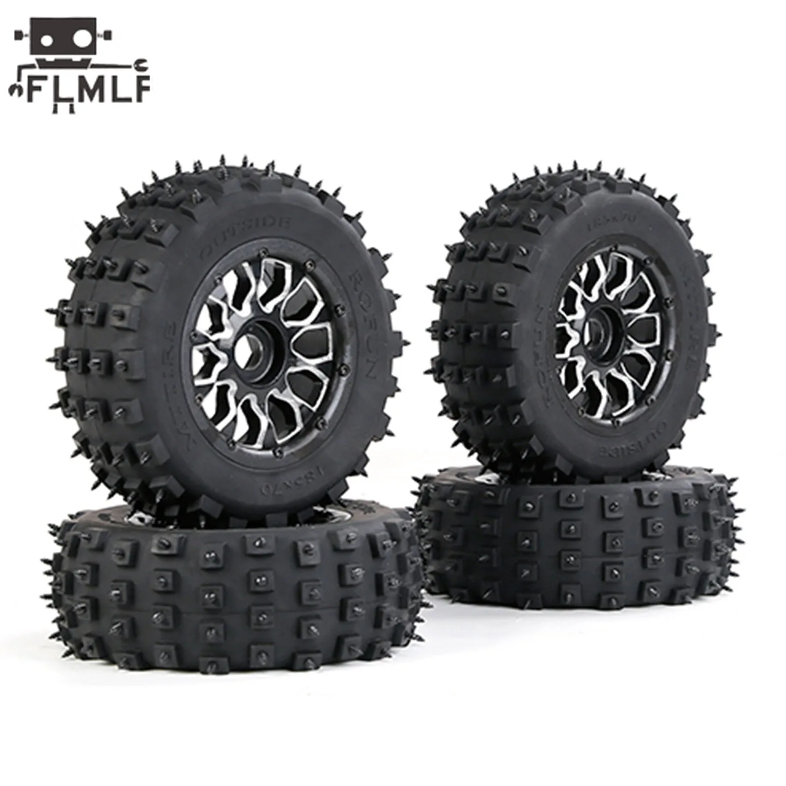 Metal Wheel Hub Wasteland Nail Tire Assembly 4pc for 1/5 Losi 5ive-t Rovan Lt Kingmotor X2 Fid Dtt Ql Truck Parts