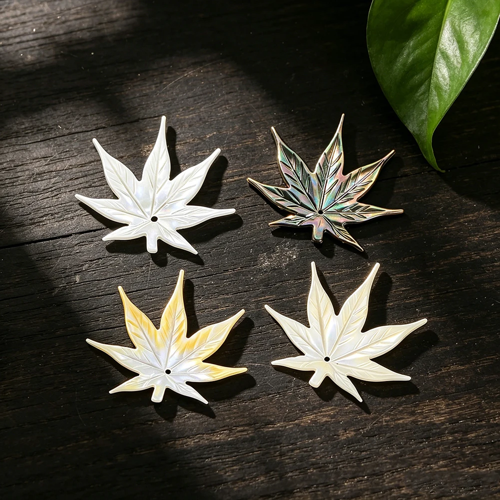 2pcs Natural Freshwater Shell Pendant MOP Flower Leaf Ocean Charms for DIY Hairpin Brooch Zipper Pull Craft Decor Jewelry Making