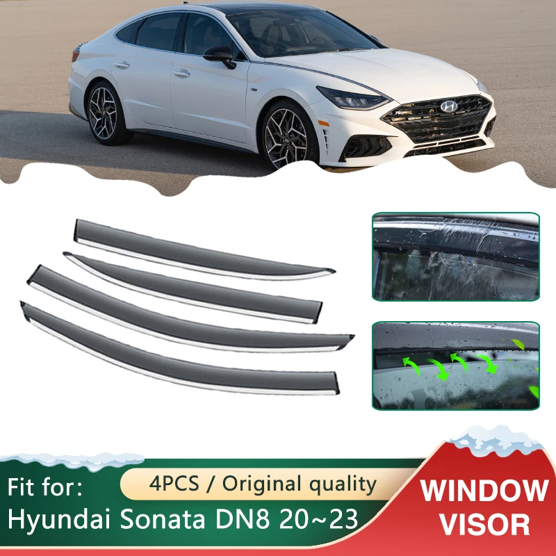 

4x Car Windows Visors for Hyundai Sonata DN8 2020 2021 2022 2023 Auto Accessories Awnings Sun Rain Smoke Shades Guard Deflector