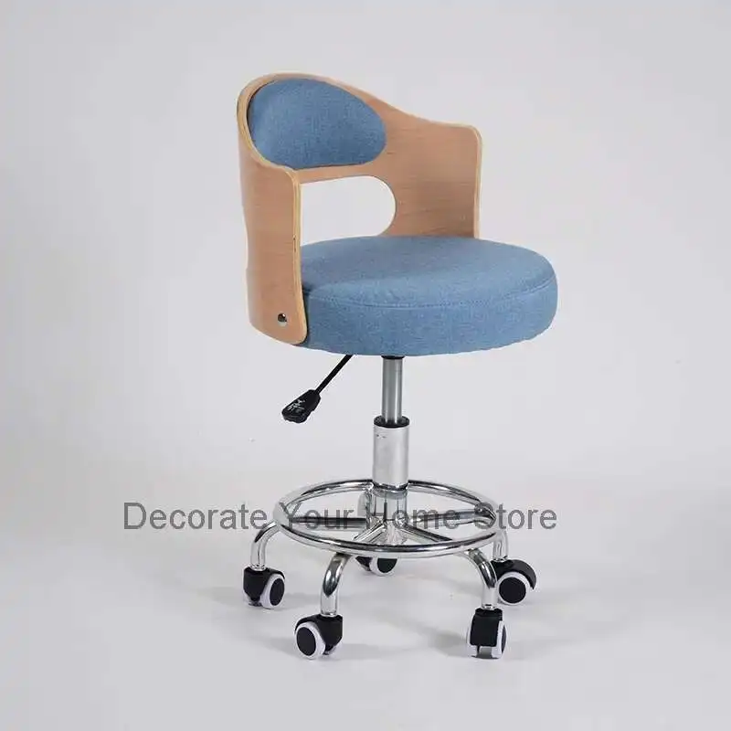Hair Solid Wood Beauty Salon Barber Chair Computer Pedicure Swivel Chair Backrest Stool with Wheels Cadeira Salon Furniture