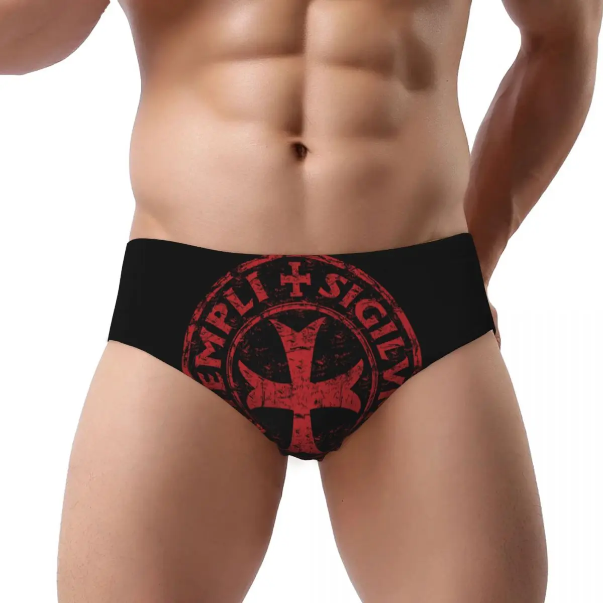 Calzoncillos personalizados de caballero templario con sello cruzado, guerrero Medieval Deus Vult, bragas para hombre, ropa interior elástica