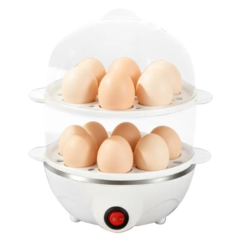 [B25B!】 Multifunctional Egg Boiler Electric Egg Steamer Cooking Breakfast Machine Double Layers Egg Cooker US Plug