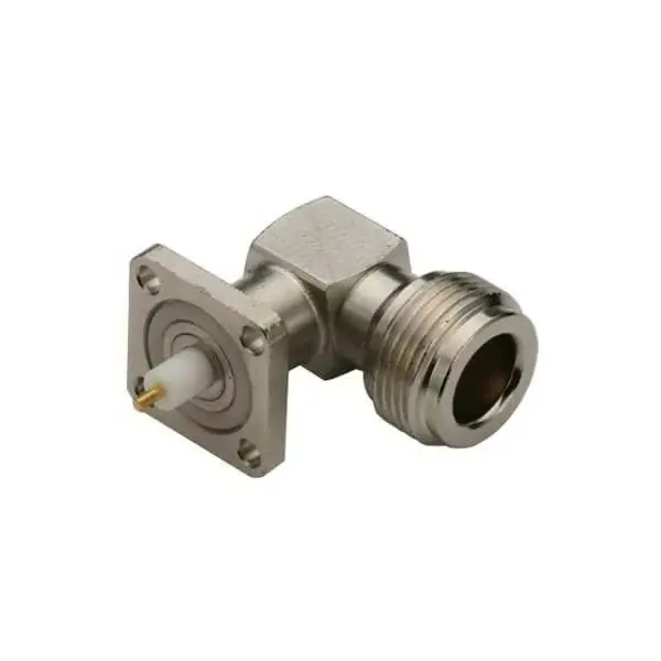 90 Degree N Type Connector Jack with 4 Hole Flange for Panel Mount - Electronics Component