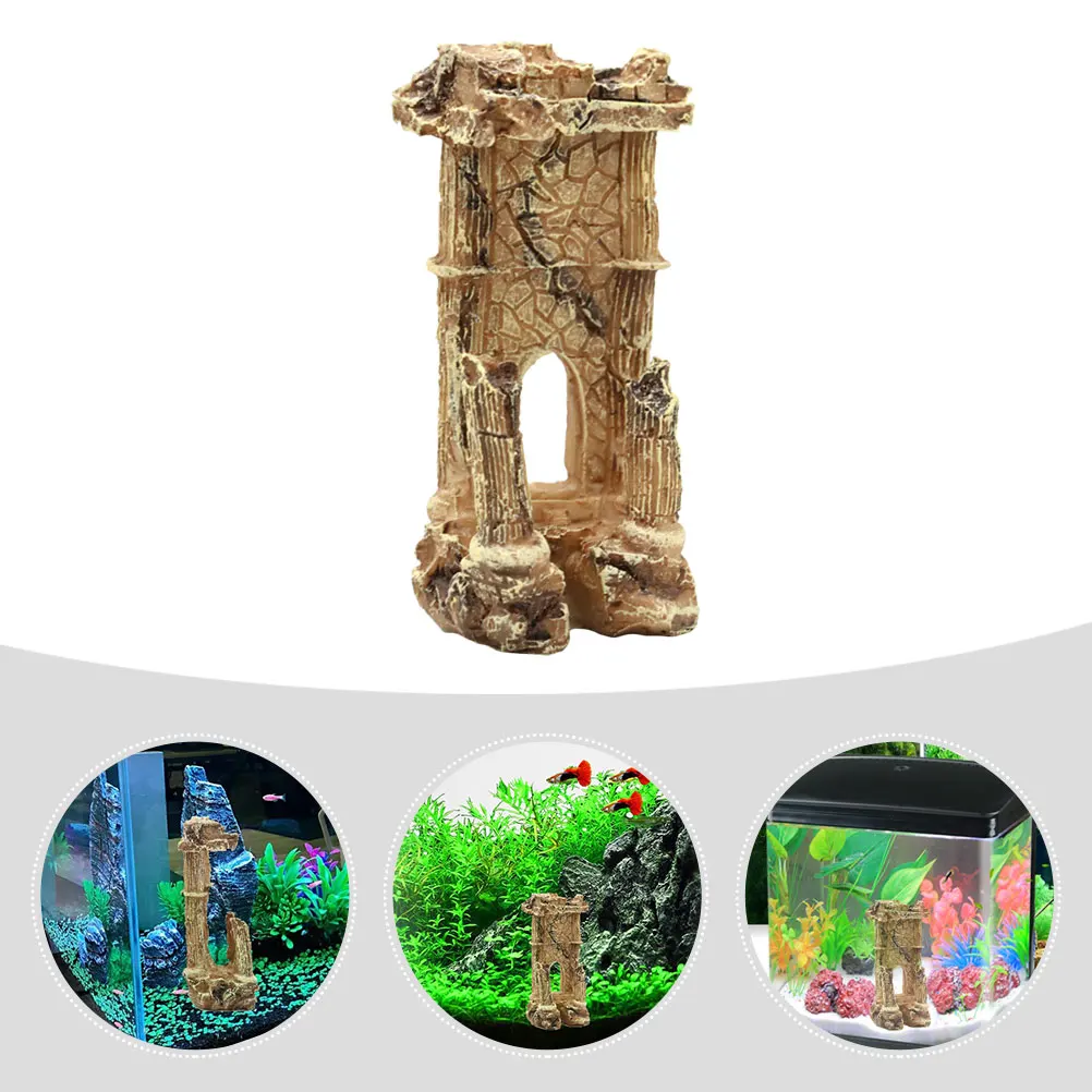 

Fish Tank Decoration Resin Vintage Roman Column Ruin Aquarium Ornament Landscape Accessory Aquarium Roman Column Decors