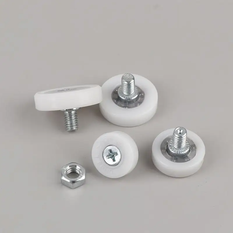 Rust Proof Drawer Bearing Pulley 4Pcs with Screw M6 External Thread Durable Sliding Wheels for Bathroom Cabinet Moving