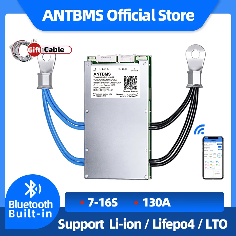 smart ant bms 7S to 16S For Lithium Battery With Bluetooth APP 130A 325A 24V 36V 48V smart Balance Board 10S 13S 14S Same Port