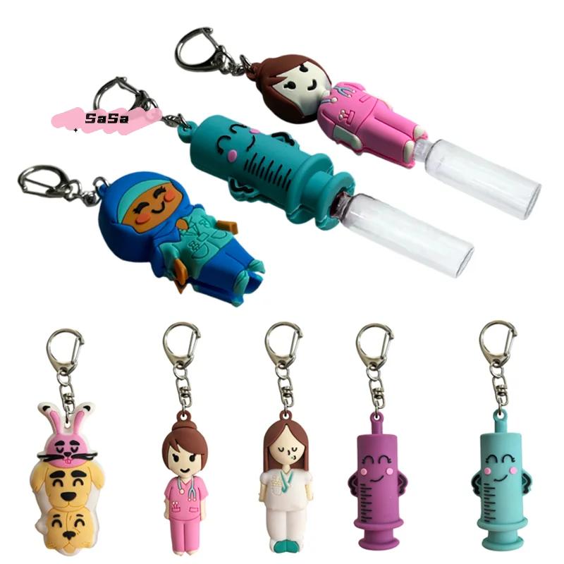 Syringe-Shaped Keychain Ampoule Bottle Opener Rubber Cutter Medication Vial Breaker Tool for Home Nurses & Doctors