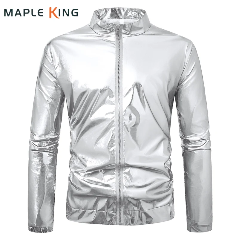 Autumn Jacket Man 2025 Nightclub Glossy Metallic Mode Homme Hipster Streetwear Mens Disco Hip Hop Performance Dance Costumes 3XL