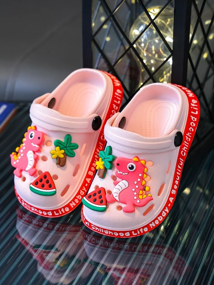 

Children's summer cartoon dinosaur slippers children's home outing toe slippers