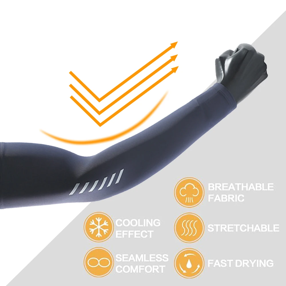 3 Pairs Summer Ice Silk Arm Covers UV Protection Anti Slip Cooling Arm Sleeves Elastic Compression Sleeves for Cycling Running