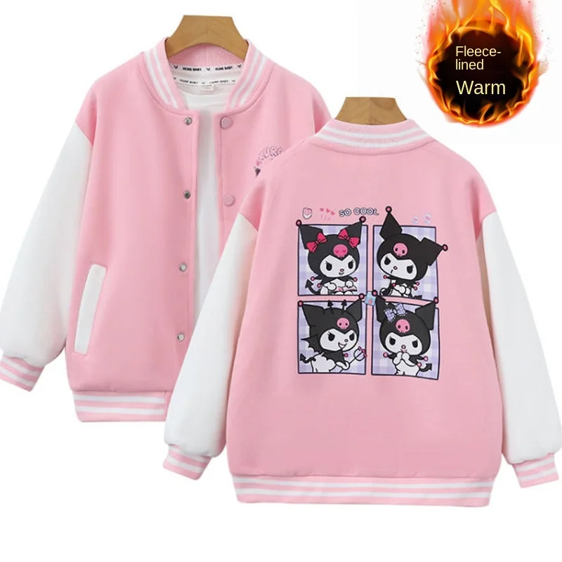 New Baby Boys Girls Sanrio Kurom Jacket Single breasted coat Spring Autumn Children Outerwear Kids Cotton Clothes for 7-13 Year